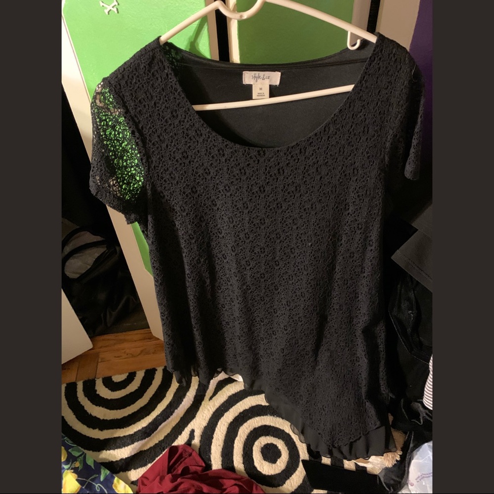 black lace shirt